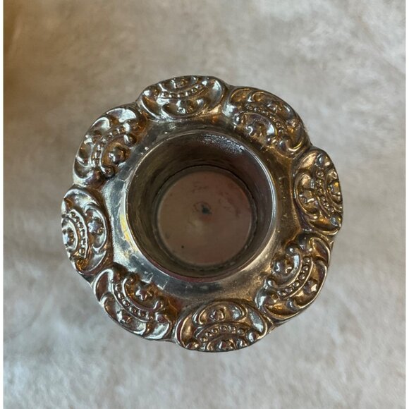 Vintage Godinger Ornate Silver-Plated Candle Holder Intricate Floral Details - Picture 4 of 12